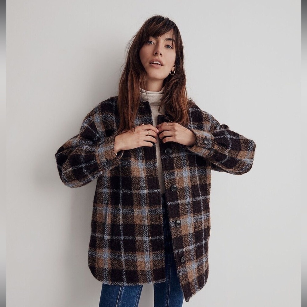 Madewell Wool Cassel Plaid Belrose Oversized Shirt-Jacket